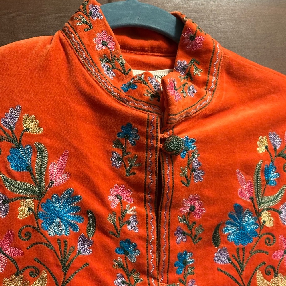 NWT CU It's Only Rock 'n Roll Embroidered Cotton Velvet Long Line Jacket M - Picture 6 of 11